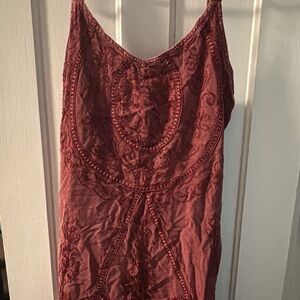 Elegant Burgundy Embroidered Dress
